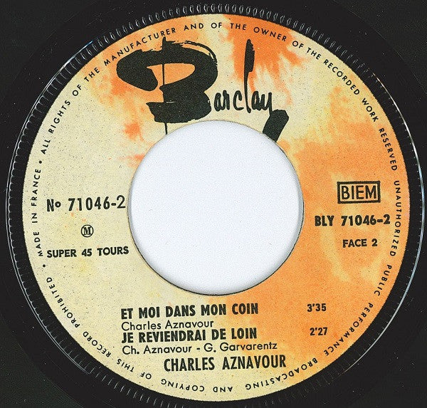 Charles Aznavour : Je L'Aimerai Toujours (7", EP)