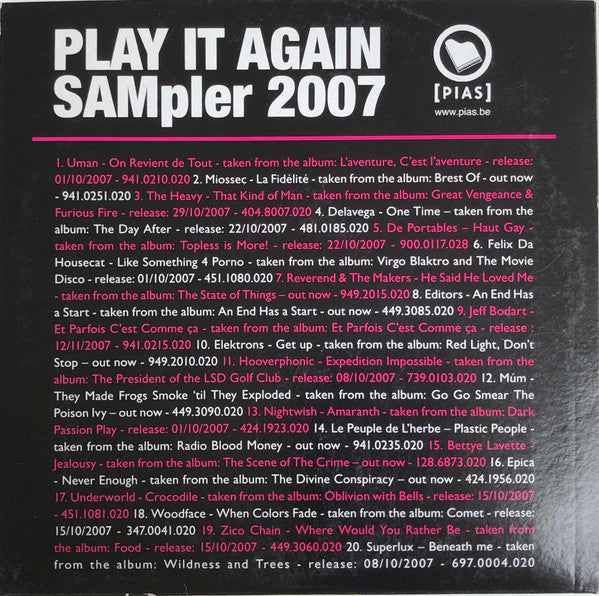 Various : PLAY IT AGAIN SAMpler 2007 (CD, Comp, Promo, Smplr, Car)