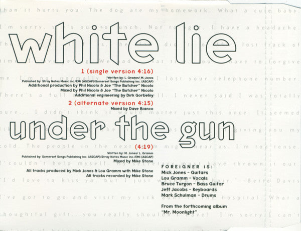 Foreigner : White Lie (CD, Single)