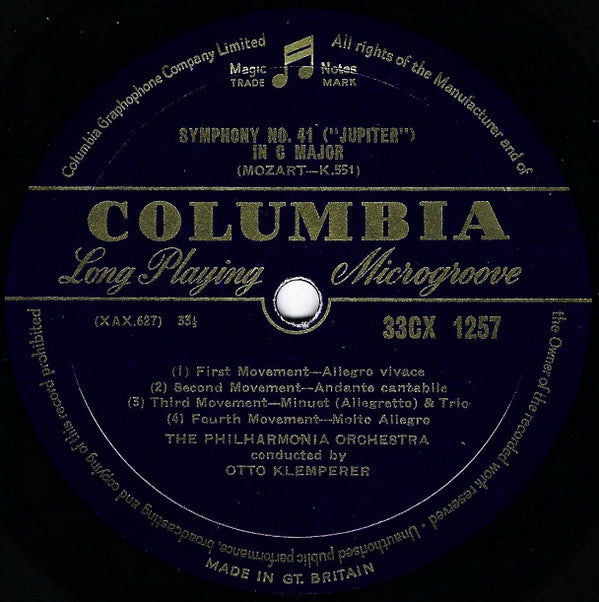 Wolfgang Amadeus Mozart - Otto Klemperer Conducting The Philharmonia Orchestra : Symphony No. 29 In A Major, K.201 / Symphony No. 41 In C Major, K. 551 ("Jupiter") (LP, Album, Mono)