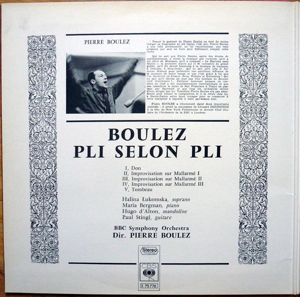 Pierre Boulez - Halina Lukomska, BBC Symphony Orchestra : Pli Selon Pli (LP, Album)