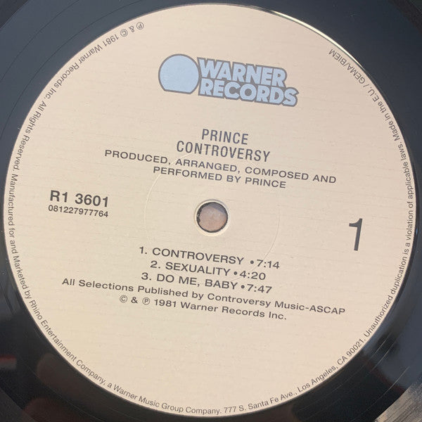 Prince : Controversy (LP, Album, RE, RP, 180)