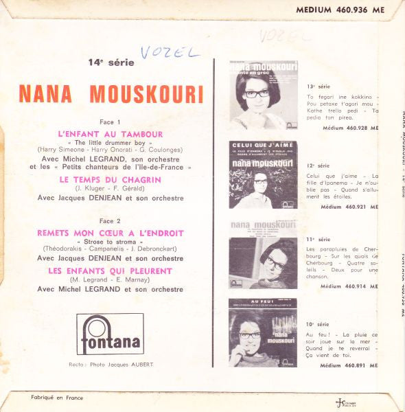 Nana Mouskouri : L'enfant Au Tambour (7", EP)
