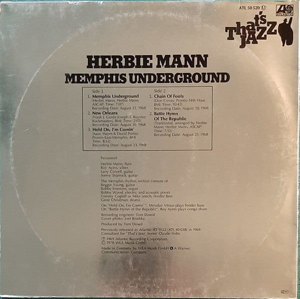 Herbie Mann : Memphis Underground (LP, Album)