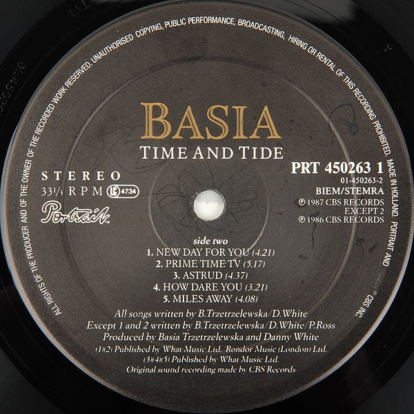 Basia : Time And Tide (LP, Album)