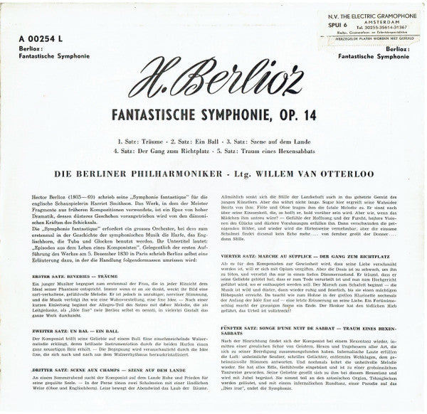 Hector Berlioz, Berliner Philharmoniker, Willem Van Otterloo : Symphonie Fantastique (LP, Album, RE)