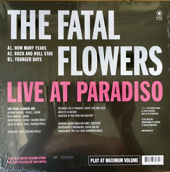 The Fatal Flowers : Live At Paradiso (10", EP, RSD, Ltd, Num, 100)