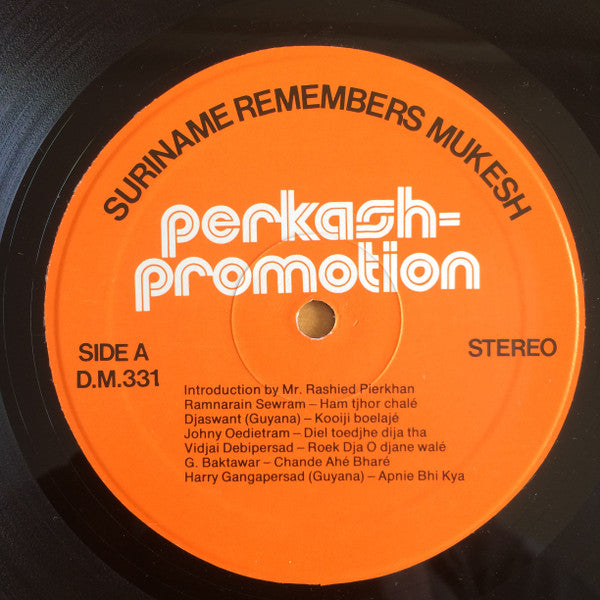 Ronny And His Orchestra : Suriname Remembers Mukesh (LP)