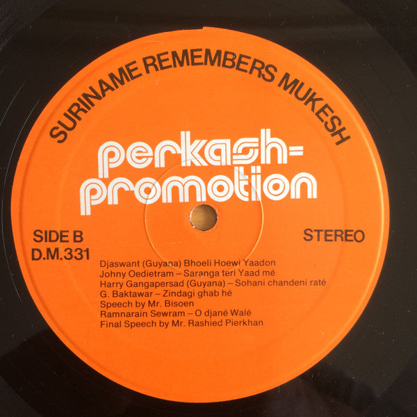 Ronny And His Orchestra : Suriname Remembers Mukesh (LP)