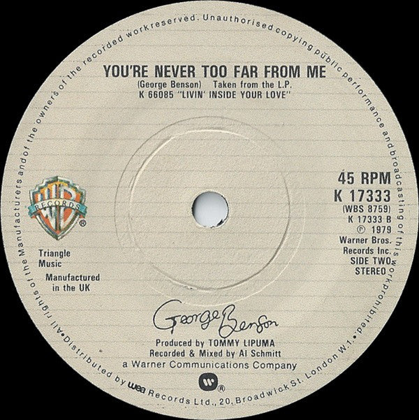 George Benson : Love Ballad / You're Never Too Far From Me (7", Single, Sol)