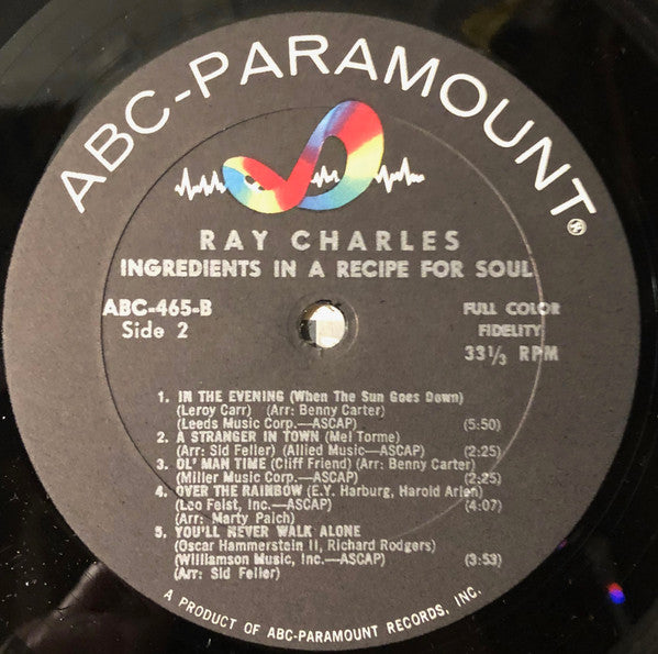 Ray Charles : Ingredients In A Recipe For Soul (LP, Album, Mono, Bel)