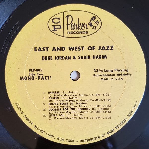 Duke Jordan and Sadik Hakim : East And West Of Jazz (LP, Album, Mono)