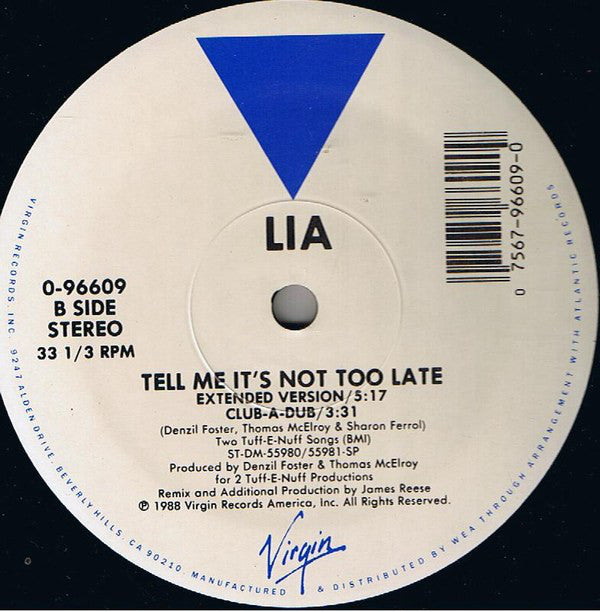Lia Grant : Tell Me It's Not Too Late (12")