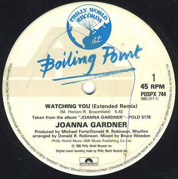 Joanna Gardner : Watching You (Remix) c/w Pick Up The Pieces (12")