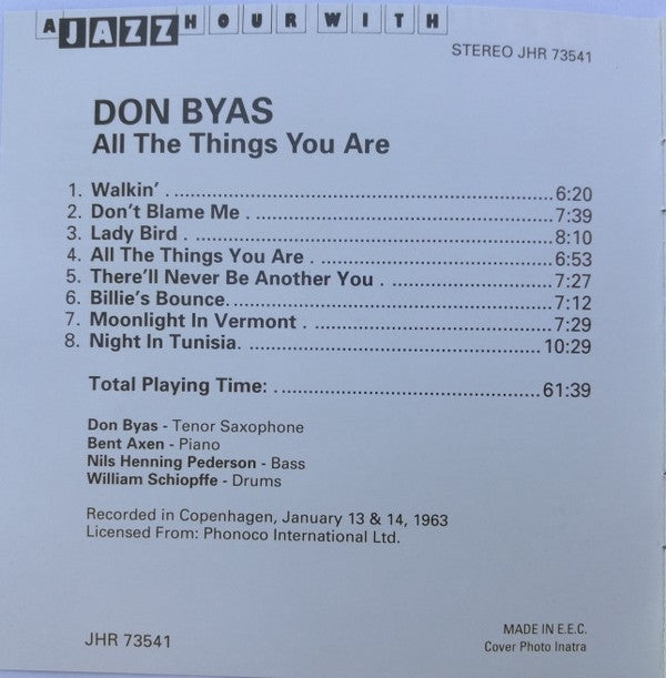 Don Byas : All The Things You Are (CD, Album)