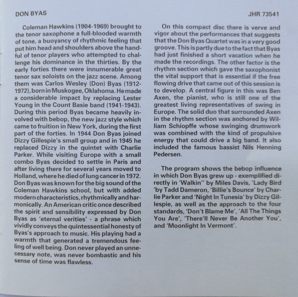 Don Byas : All The Things You Are (CD, Album)