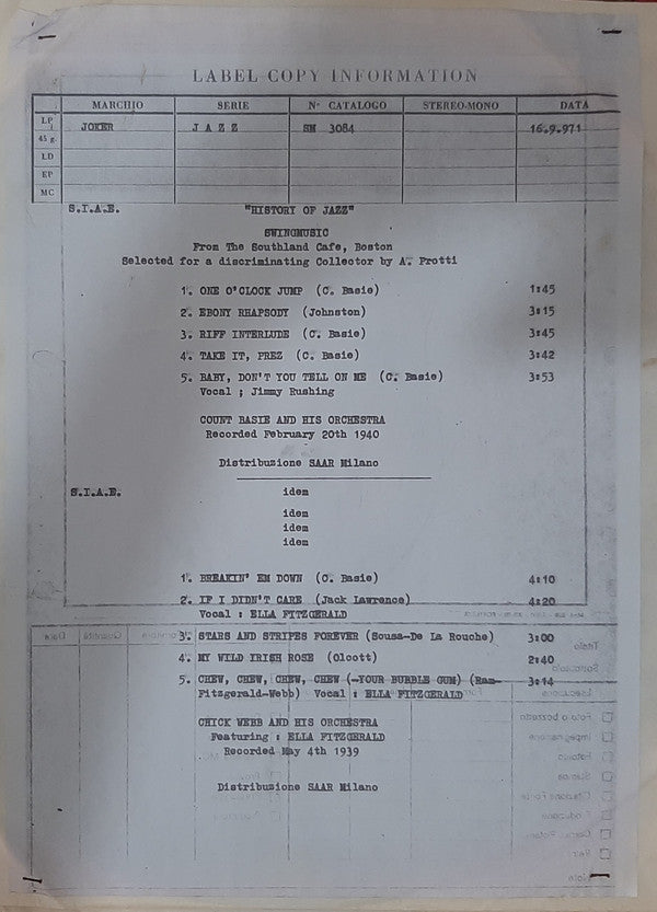 Various : Swingmusic From The Southland Cafe, Boston (LP, Comp)