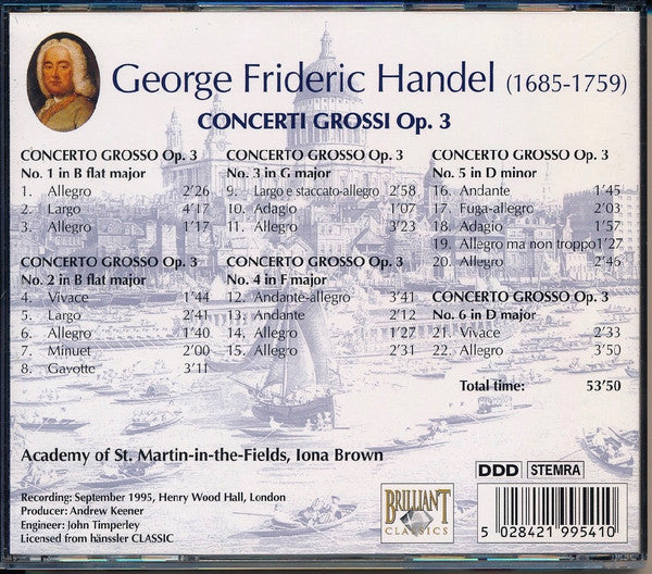 Georg Friedrich Händel, The Academy Of St. Martin-in-the-Fields : Concerti Grossi Op. 3 & 6 (Complete) (4xCD, Comp, Sli + Box)