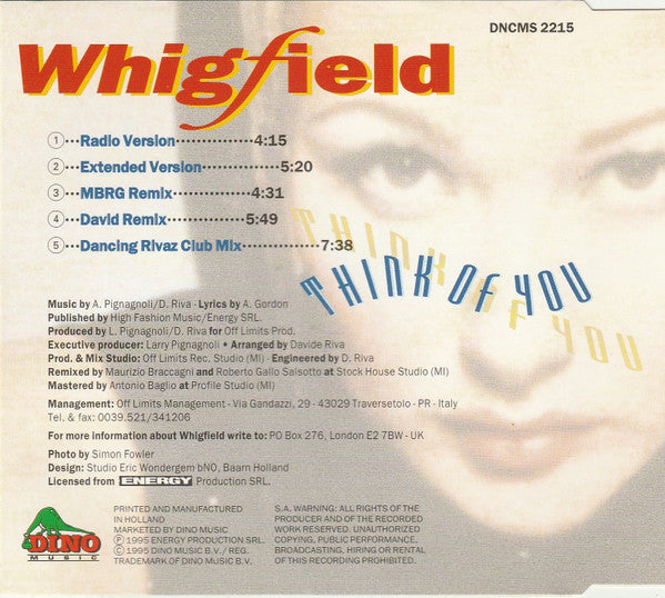 Whigfield : Think Of You (CD, Maxi)
