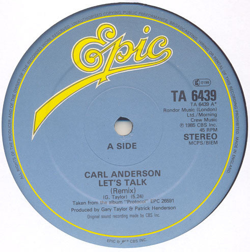 Carl Anderson : Let's Talk (Remix) (12")