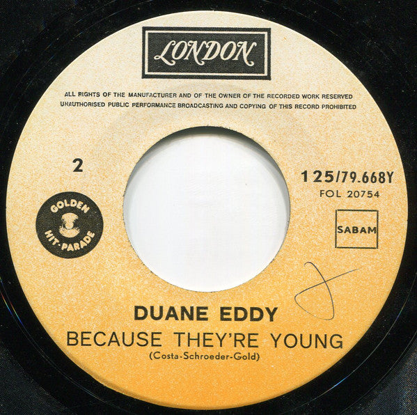 Duane Eddy : Peter Gunn / Because They're Young (7", Single)