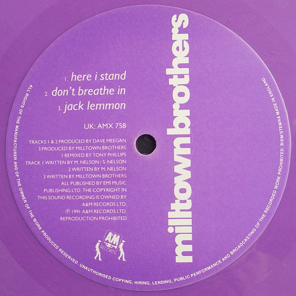 Milltown Brothers : Here I Stand (12", S/Sided, Single, Etch, Ltd, Pur)