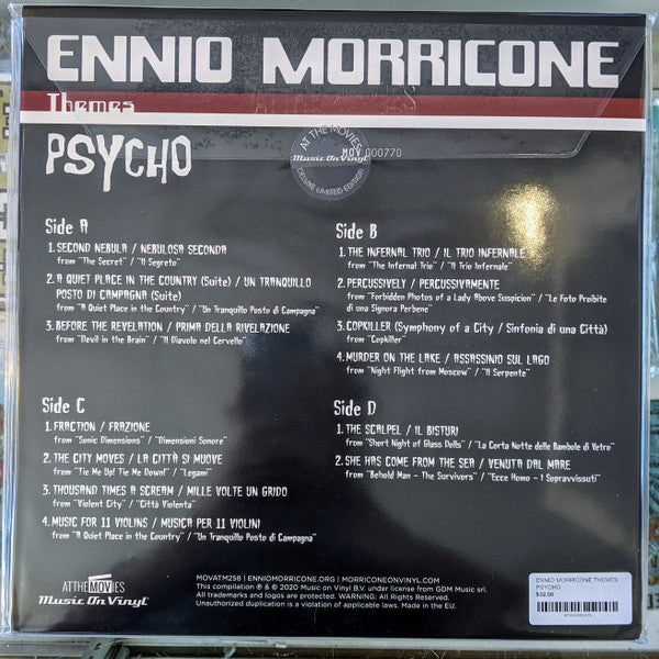 Ennio Morricone : Psycho (2xLP, Comp, Dlx, Ltd, Num, Tra)