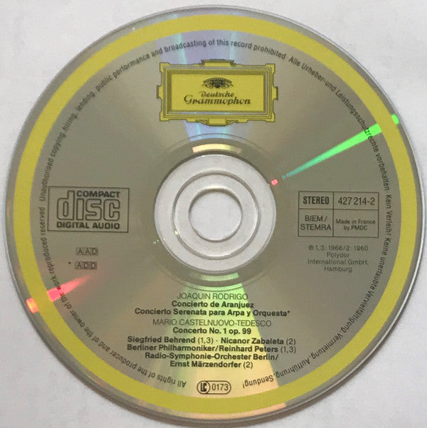 Joaquín Rodrigo / Mario Castelnuovo Tedesco : Concierto De Aranjuez. Konzert-Serenade Für Harfe Und Orchester / Gitarrenkonzert Nr. 1 (CD, Comp)
