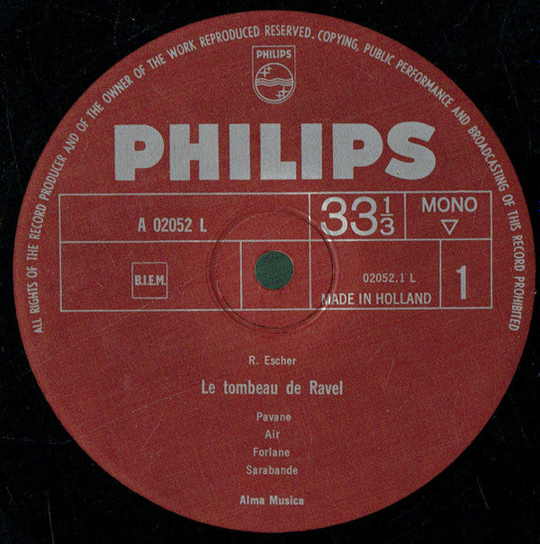 Rudolf Escher, Hendrik Andriessen : Le Tombeau de Ravel / Symphonische Etude (LP, Mono)