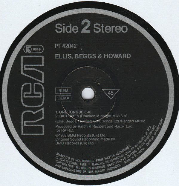 Ellis, Beggs & Howard : Bad Times (12", Maxi)
