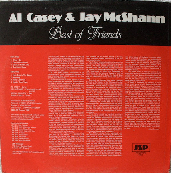 Al Casey & Jay McShann : Best Of Friends (LP, Album)