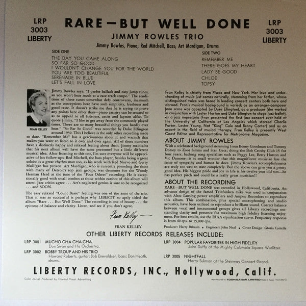 Jimmy Rowles Trio : Rare — But Well Done = レア・バット・ウェル・ダン (LP, Mono, RE)