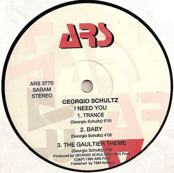 Georgio Schultz : I Need You (12")