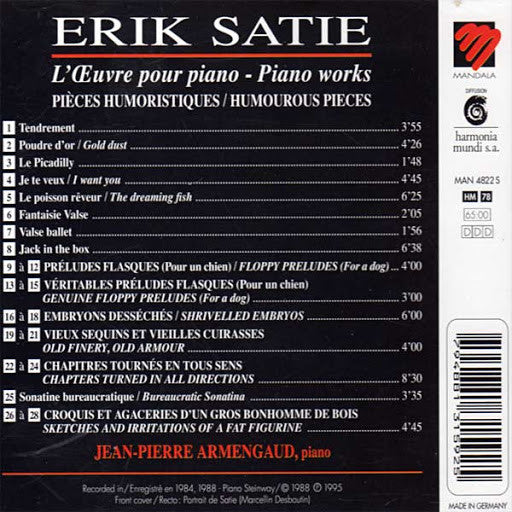 Erik Satie - Jean-Pierre Armengaud : L'Œuvre Pour Piano - Piano Works: Les Pièces Humoristiques - Humourous Pieces (CD, Album)