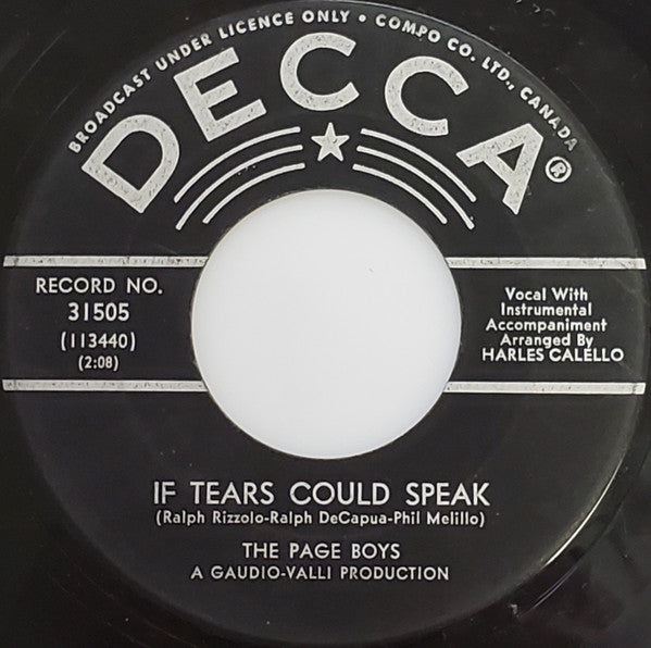 The Page Boys (3) : If Tears Could Speak / Ole Buttermilk Sky (7", Single)