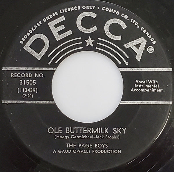The Page Boys (3) : If Tears Could Speak / Ole Buttermilk Sky (7", Single)