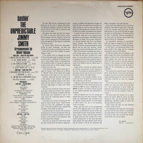 Jimmy Smith : Bashin' - The Unpredictable Jimmy Smith (LP, Album)