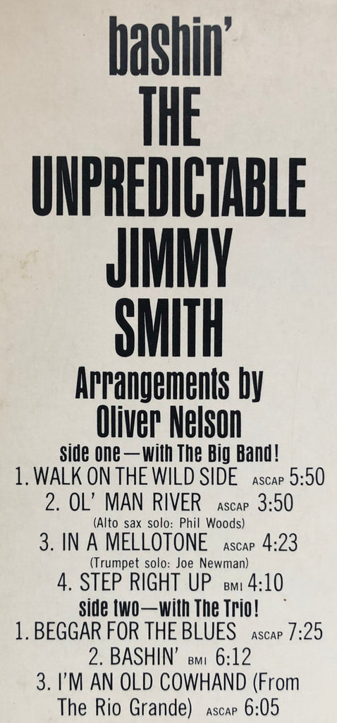 Jimmy Smith : Bashin' - The Unpredictable Jimmy Smith (LP, Album)