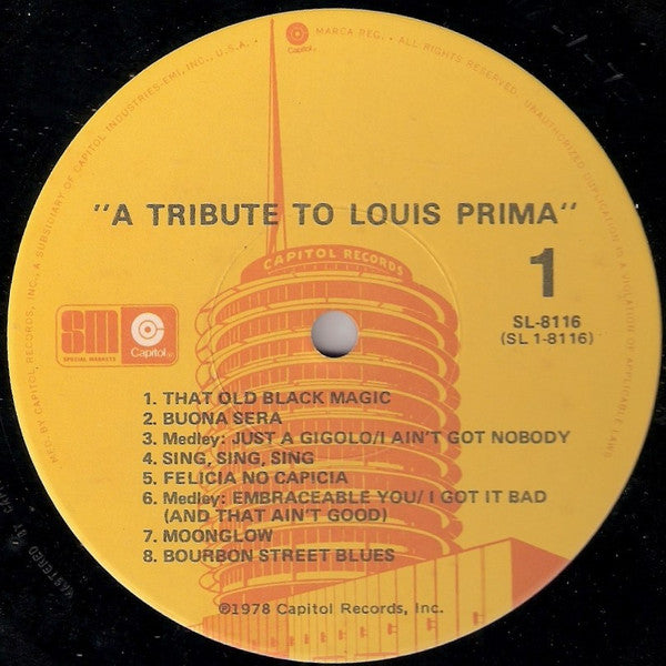 Louis Prima : A Tribute To Louis Prima (LP, Comp)