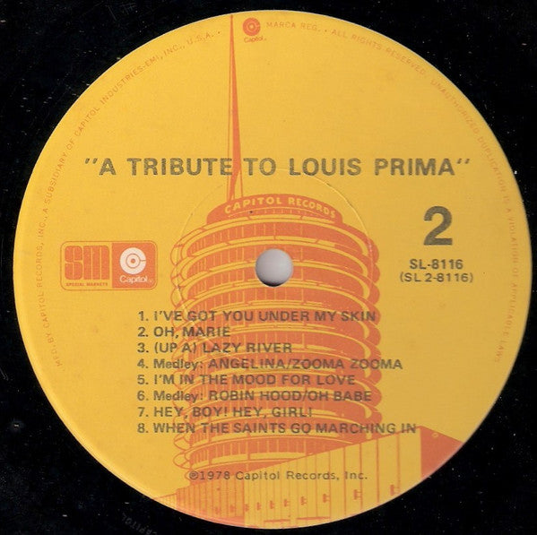 Louis Prima : A Tribute To Louis Prima (LP, Comp)