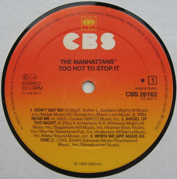 Manhattans : Too Hot To Stop It (LP, Album)