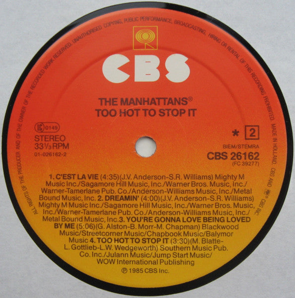 Manhattans : Too Hot To Stop It (LP, Album)