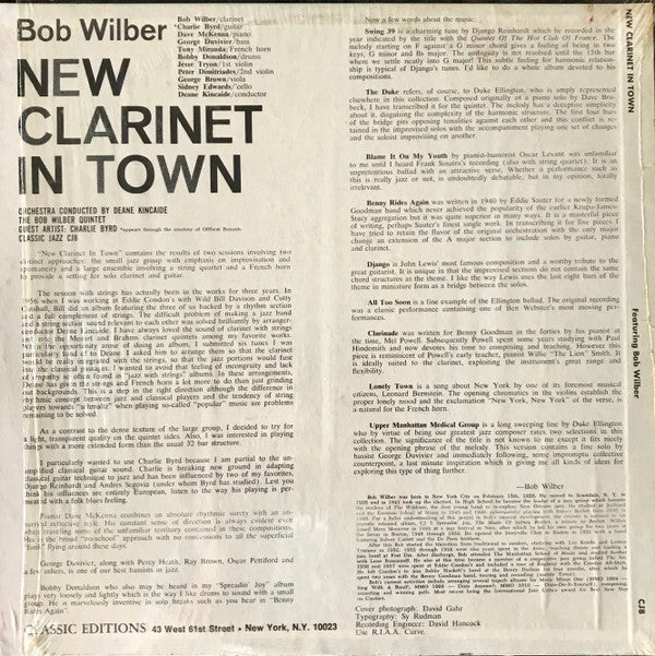 Bob Wilber : New Clarinet In Town (LP, Album, RE, Pre)