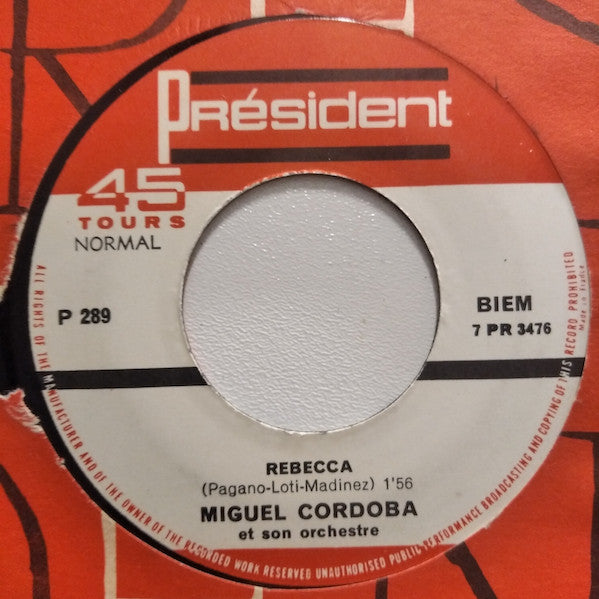 Miguel Cordoba Et Son Orchestre : Mano En La Mano (7", Single)