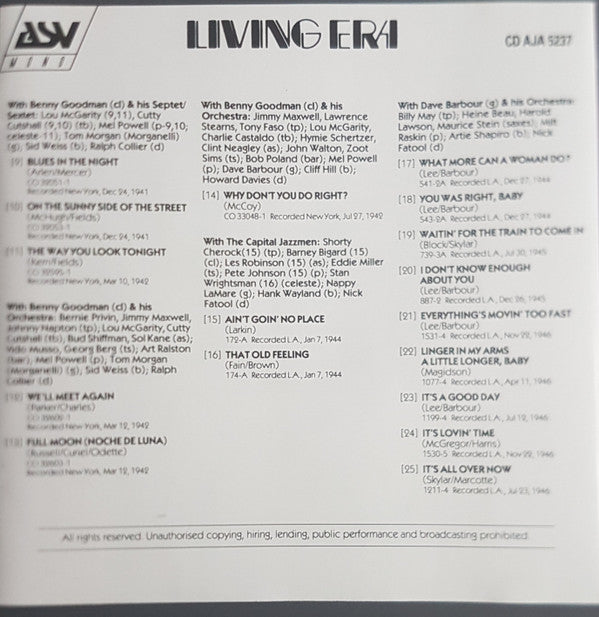 Peggy Lee : Why Don't You Do Right? (CD, Comp, Mono)