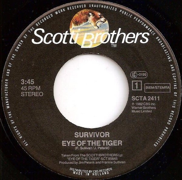 Survivor : Eye Of The Tiger (7", Single)