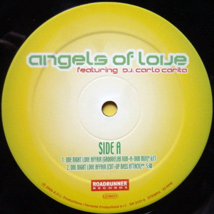 Angels Of Love Featuring D.J. Carlo Carita* : One Night Love Affair (12")