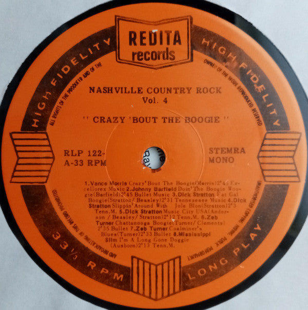 Various : Nashville Country Rock Vol.4: Crazy 'Bout The Boogie (LP, Comp, Mono)
