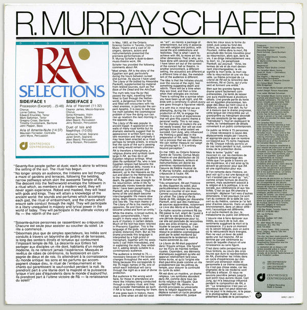 R. Murray Schafer : Ra (Selections) (LP, Album)