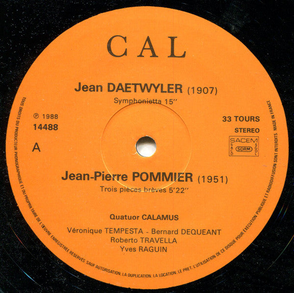 Calamus - Quatuor De Clarinettes : Musique Du 20e Siècle (LP, Album)